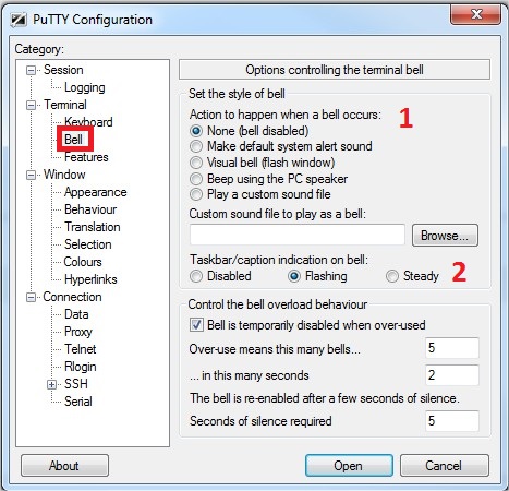 PuTTY Bell Configurations
